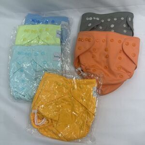 ALVABABY Pocket Cloth Diapers Lot Of 6 With Out Inserts Solid Colors Girl/boy